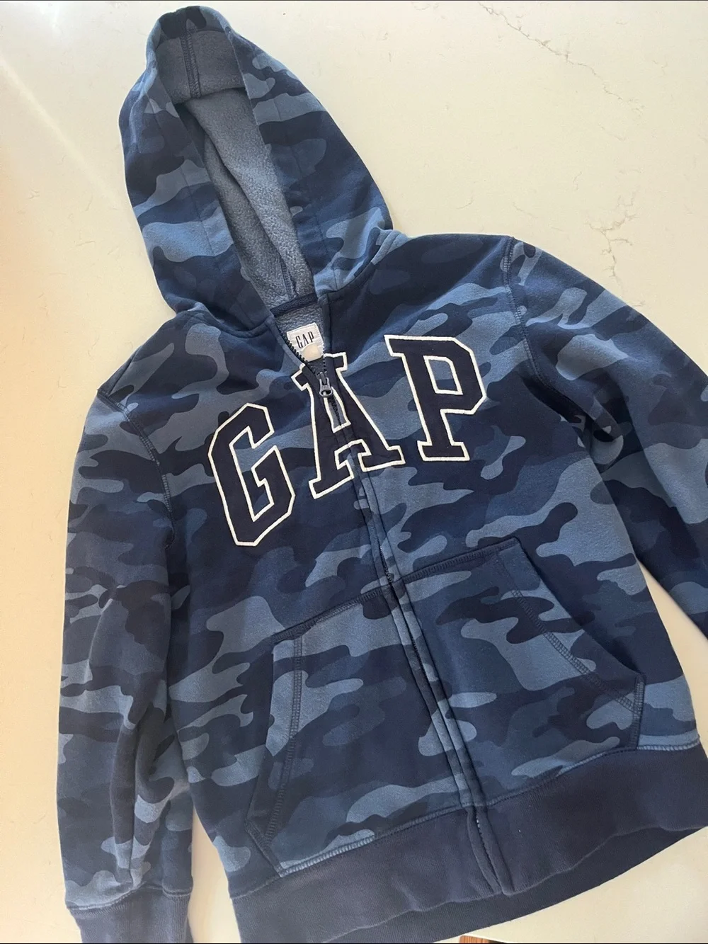 GAP Blue Camo Zip-Up Hoodie